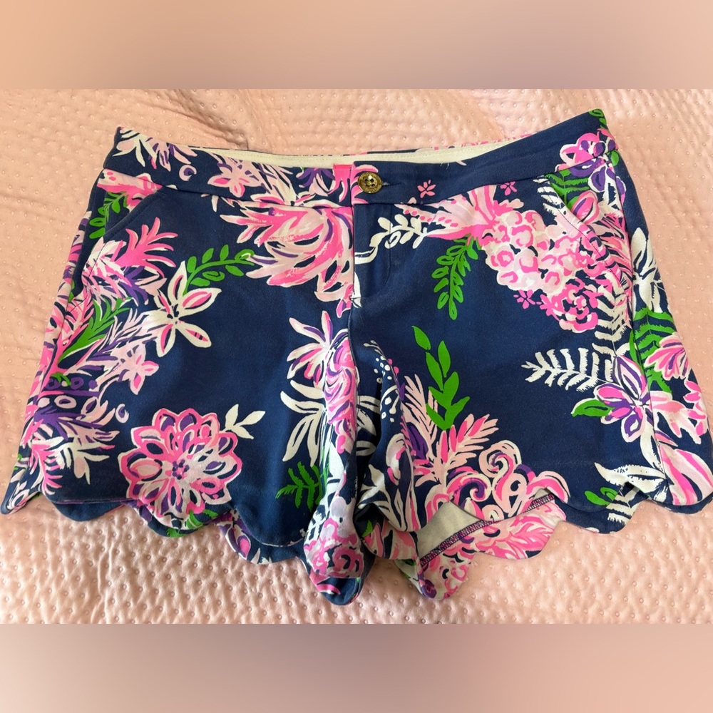 Lilly Pulitzer High Waist Blue and Pink Floral Shorts